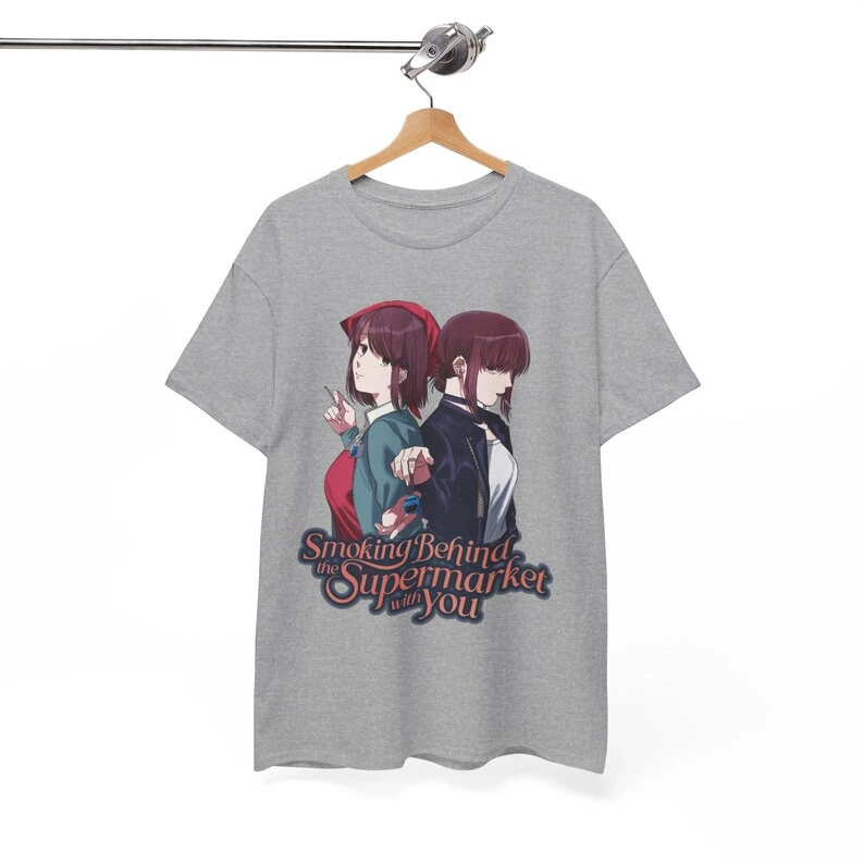 Smoking Behind the Supermarket with You T-shirt Vintage Loose Oversized Unisex Print T-shirts for Men Women Fashion Hip Hop soft