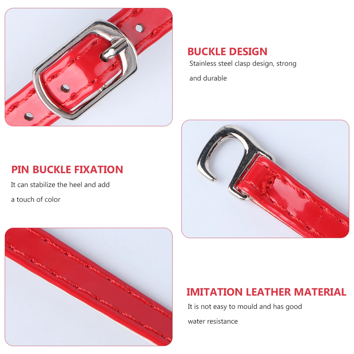 

High-end Detachable Heel Anti-drop Shoelaces Lightweight Pumps Red Color Ankle Straps Cross Shoe Straps High Heel Easy