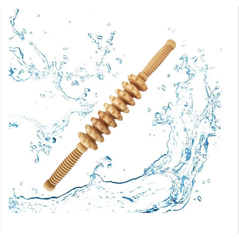 9 Rollers Wooden Massager Handheld Roller Stick Trigger Point Manual Massage Tools for Anti-cellulite, Body Muscle Pain Relief
