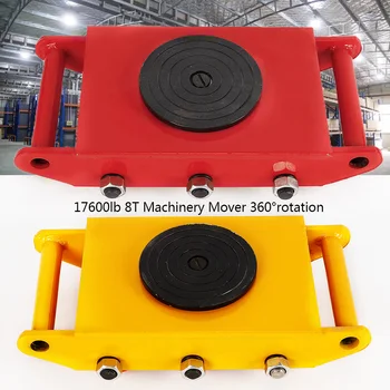 ผู้เสนอญัตติเครื่องจักรสําหรับงานหนัก 8 ตัน 360 °   หมวกหมุน Cargo Trolley Machine Transport Cart Lift 6 ลูกกลิ้ง PU Dolly Skate สีเหลือง/แดง