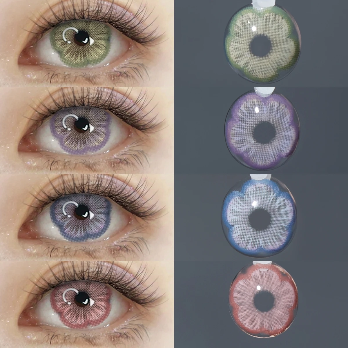 VISUASHOW Sukura Grüne Farbige Kontaktlinsen für Kleine Pupillen, Grüne Farblinsen für 6-Monatigen Gebrauch, Augenlinsen für Schönheits-Make-up und Kosmetik