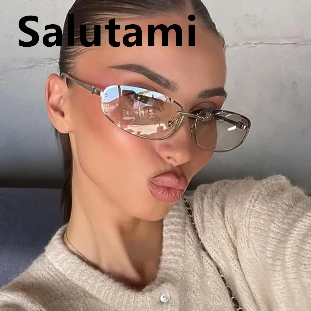 Nuevas gafas de sol plateadas Y2K de moda para mujer, gafas de sol cuadradas de aleación Vintage con espejo, gafas de sol sexis de moda para mujer para exteriores Uv400