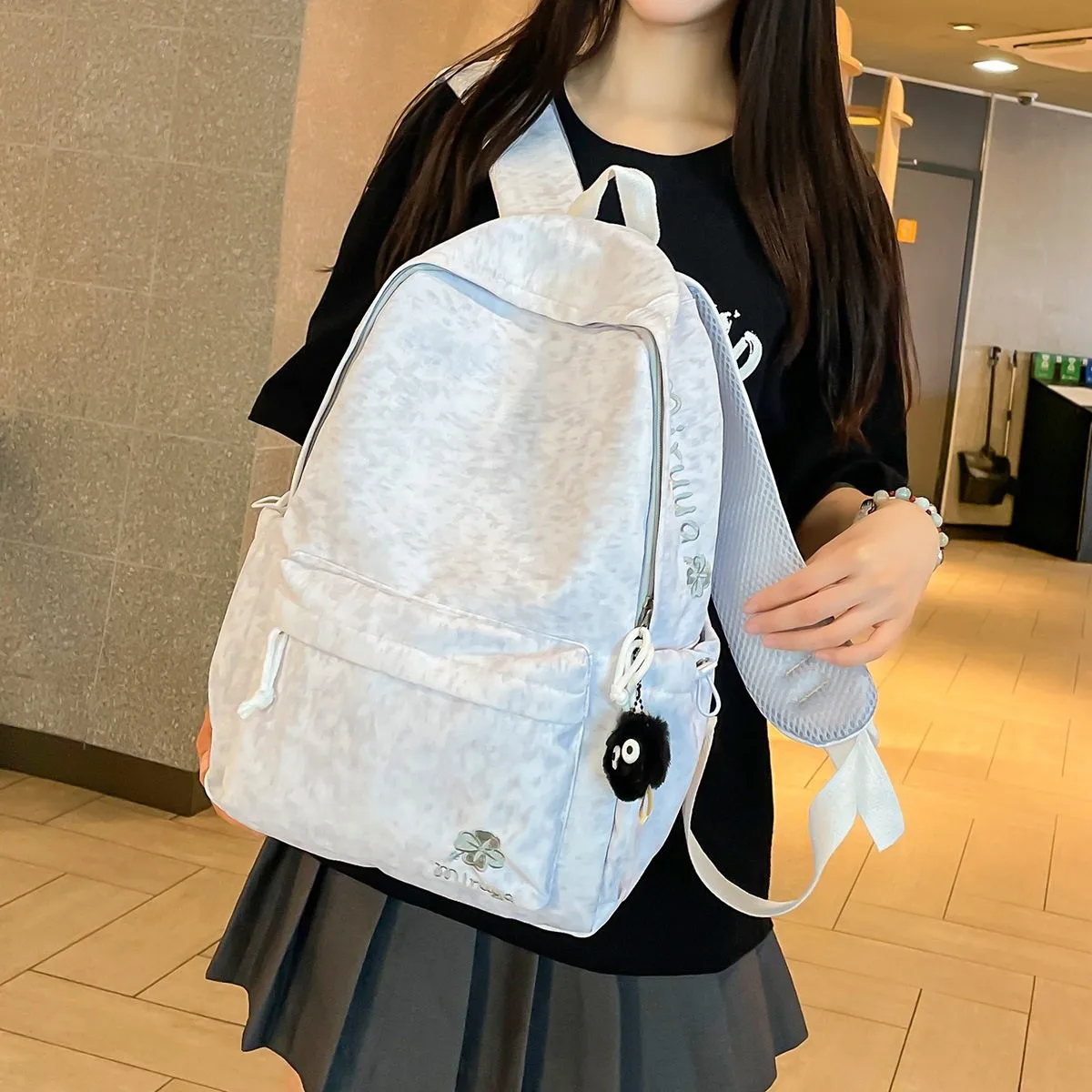 Korean Embroidered Backpack Lightweight Travel Dual Shoulder Bag Casual Outdoor Commuting INS Backpack Student Bookbag
