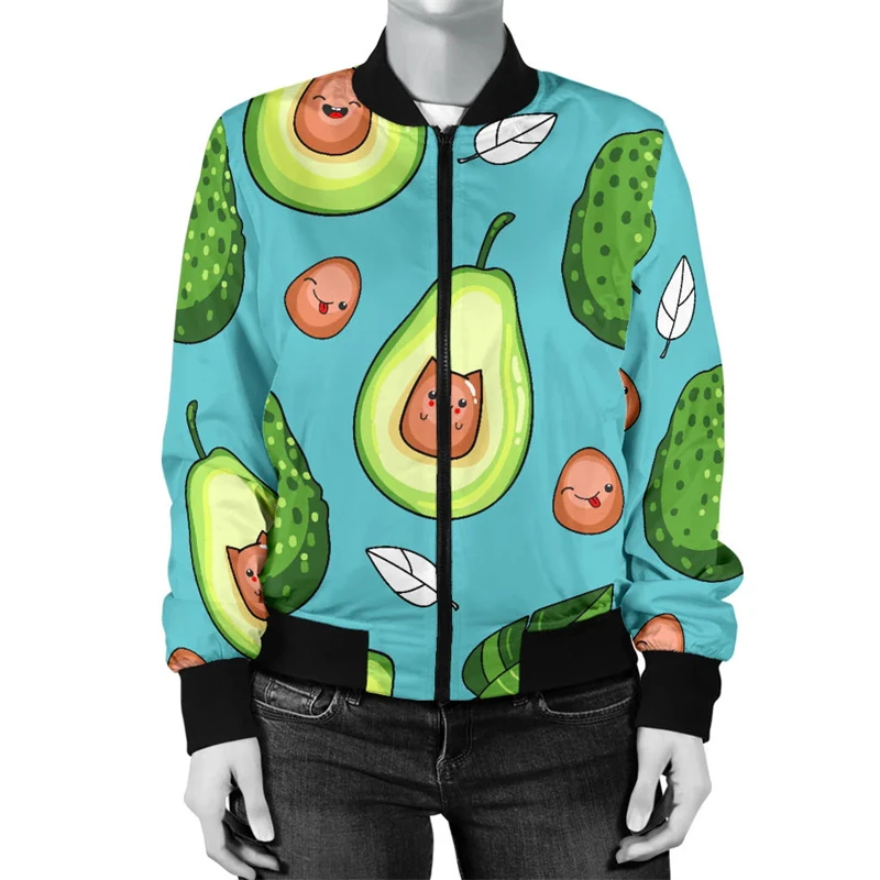 Men Jacket 3d Print Banana Avocado Zipper Jacket Men Cute Fruit Series Bomber Jacket Casual Autumn Streetwear Women Kids Coats