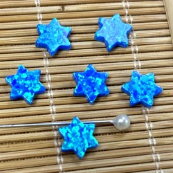 (2Pcs/5Pcs/Lot) 10MM Blue op06 & White OP17 David Star Shape Synthetic Opal  Gems Stone Pendant For Necklace