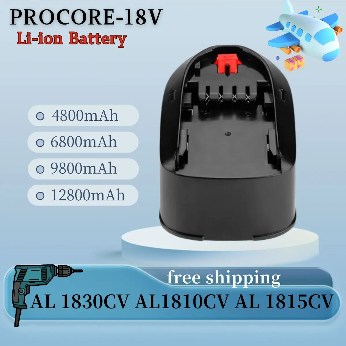 

Новый литий-ионный аккумулятор 18 в 12800 мАч для Bosch 18 в PBA PSB PSR PST Bosch Home, Garden Tools (только для TypC) AL1830CV AL1810CV