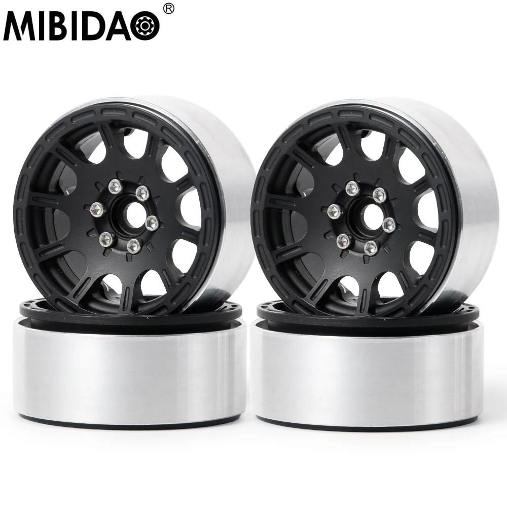 

MIBIDAO 4Pcs Beadlock Wheel Hub 2.2" Wheel Rims For 1/10 Axial SCX10 90046 TRX4 TRX-6 RR10 Wraith 90018 D90 RC Crawler Car