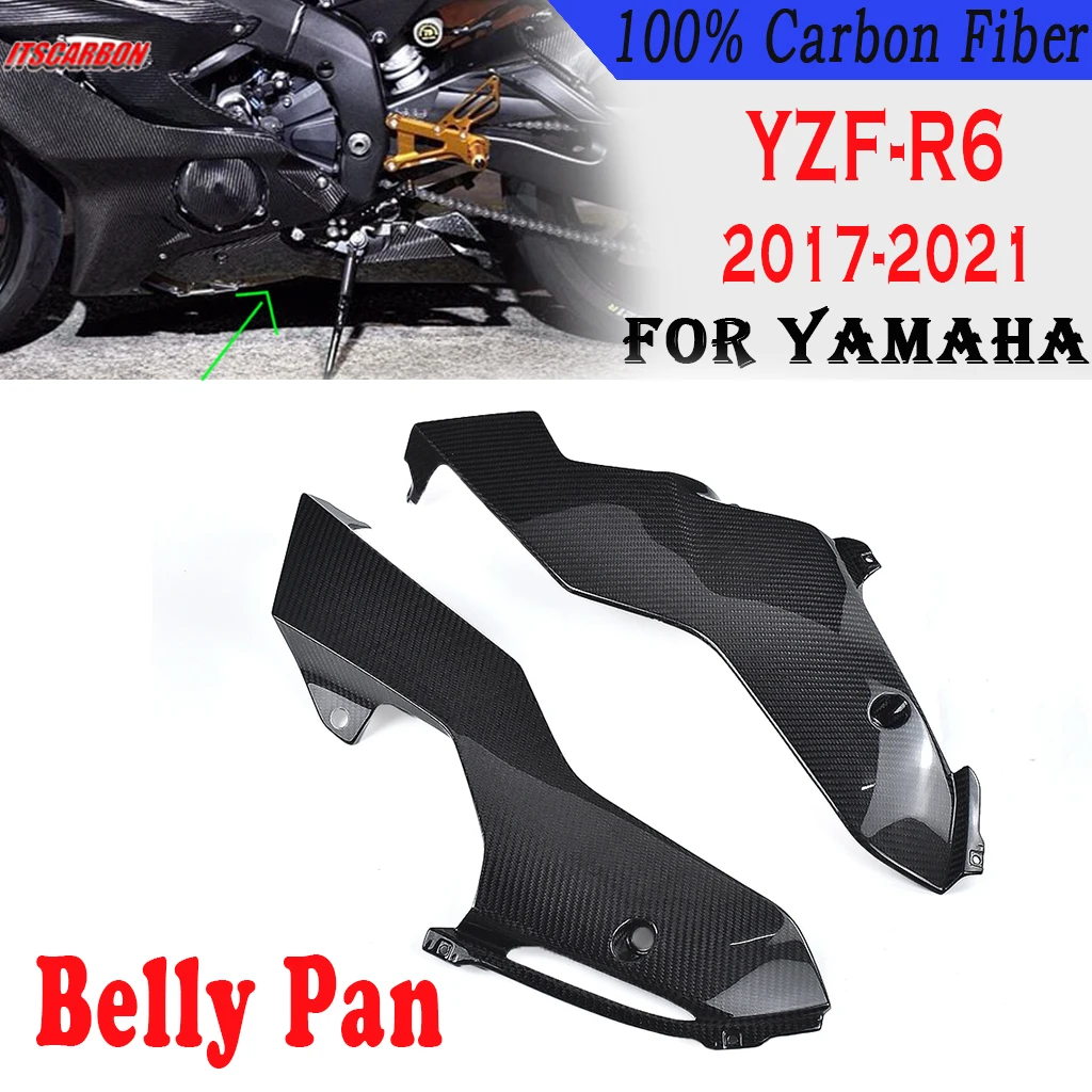 

For YAMAHA R6 2017 2018 2019 2020 2021 Real 100% Carbon Fiber Motorcycle Accessories Belly Pan Side Panels Covers Fairing KIts