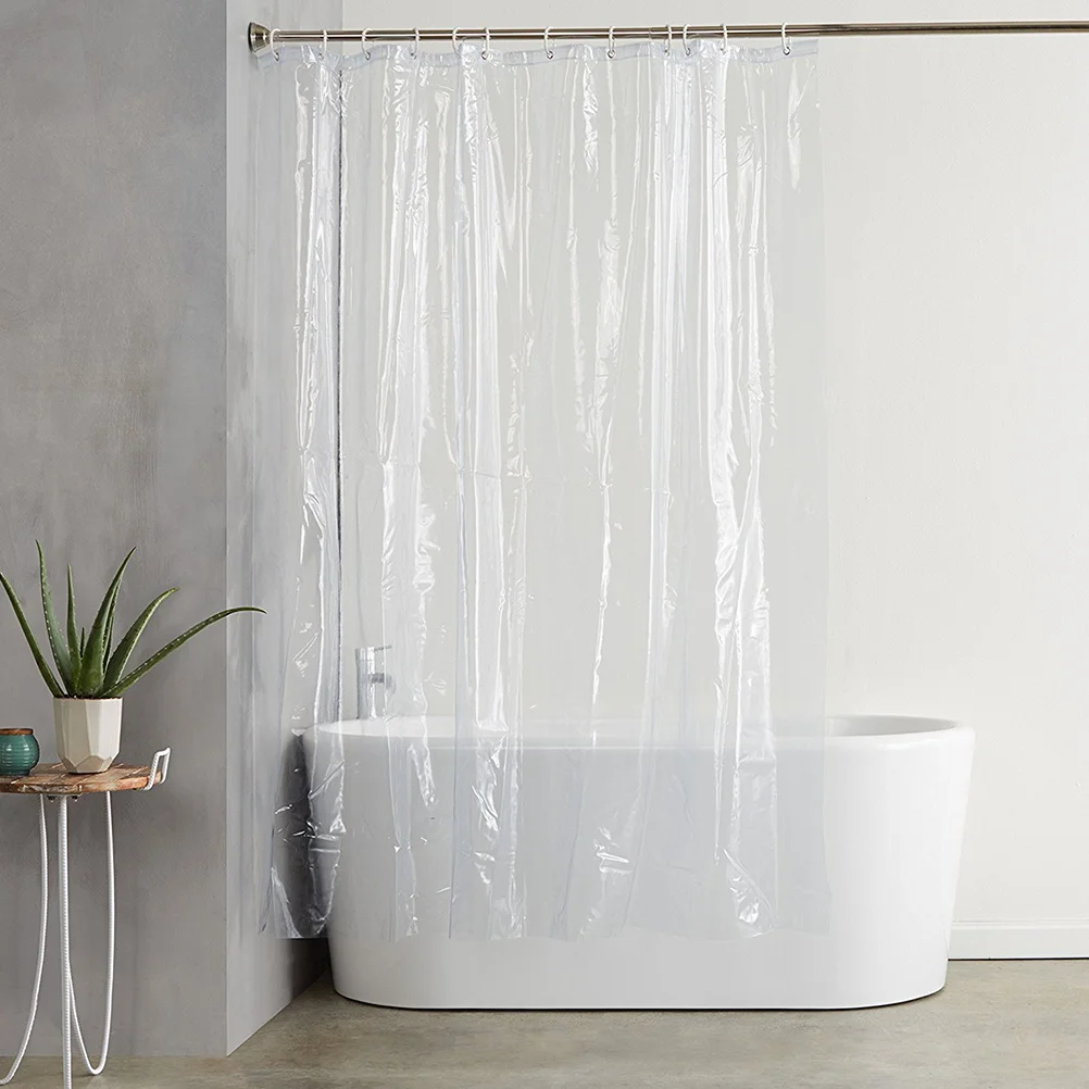 

12Pcs Transparent Shower Curtain Waterproof Eva Resistant Liner for Bathroom Home Hotel Use 200x180cm Shower Curtain
