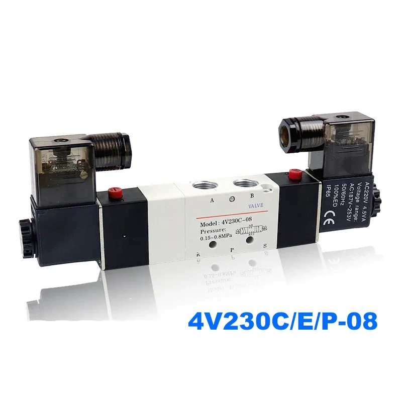 5-position 3-way Control Valve Pneumatic Solenoid Valve Double Coil Port 1/8 1/4 24VDC 44V230C-08 4V230E-08 4V230P-08