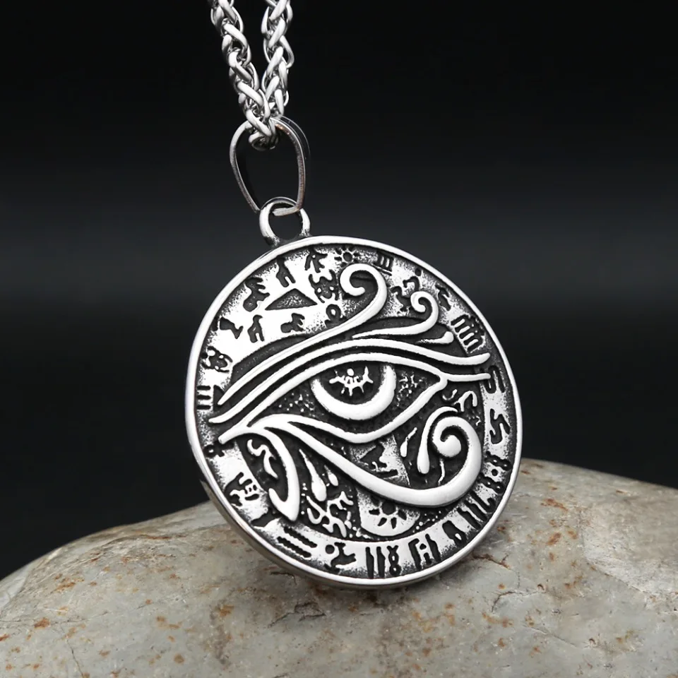 Vintage Classic Eye of Horus Pendant Stainless Steel Ancient Egyptian Totem Necklaces For Men Women Religious Amulet Jewelry