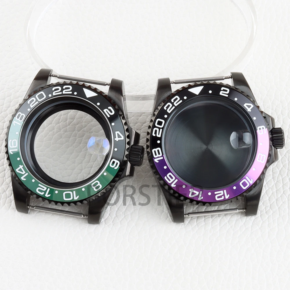 

40mm Black NH35 Case Sapphire Glass Solid 316L Stainless Steel 100m Waterproof for GMT NH34 NH35 NH36 NH38 Movement 28.5mm Dial