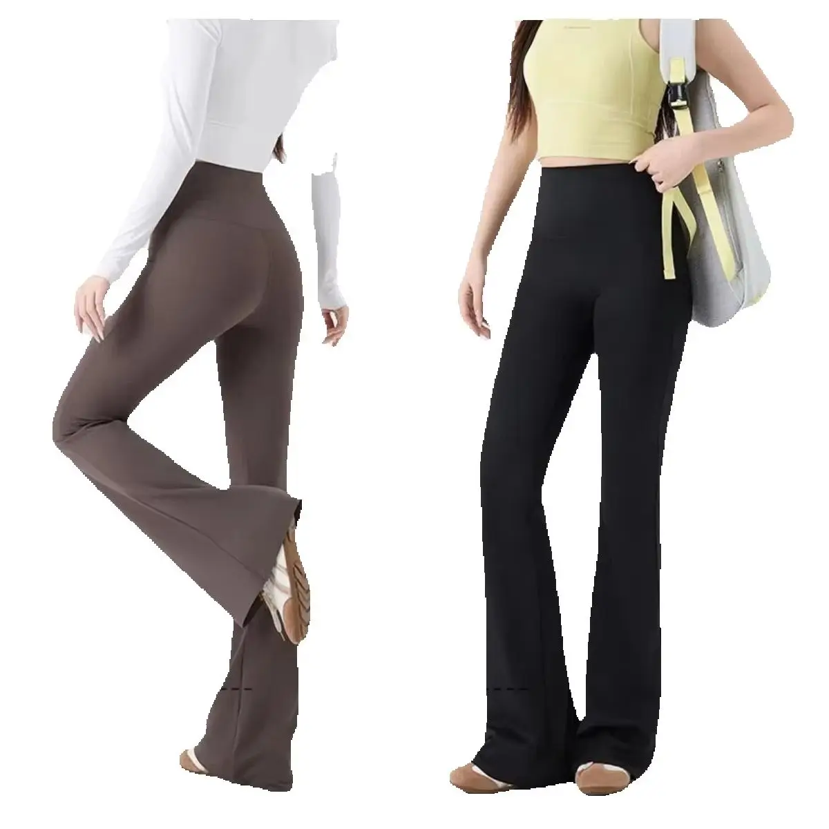 Leggings d'été pour femmes, taille haute, évasés, effet ventre plat, coupe bootcut, avec poches, pour le yoga et la gym, pour femmes de grande taille, petites et minces, pantalons de sport