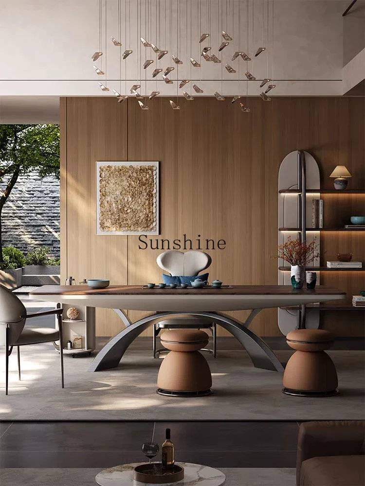 Light luxury tea table Large flat living room North American black walnut light luxury office tea table  FT