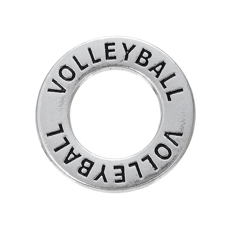 

RAINXTAR 24mm Round Alloy Volleyball and Field Hockey Ring Circle Charms 50pcs