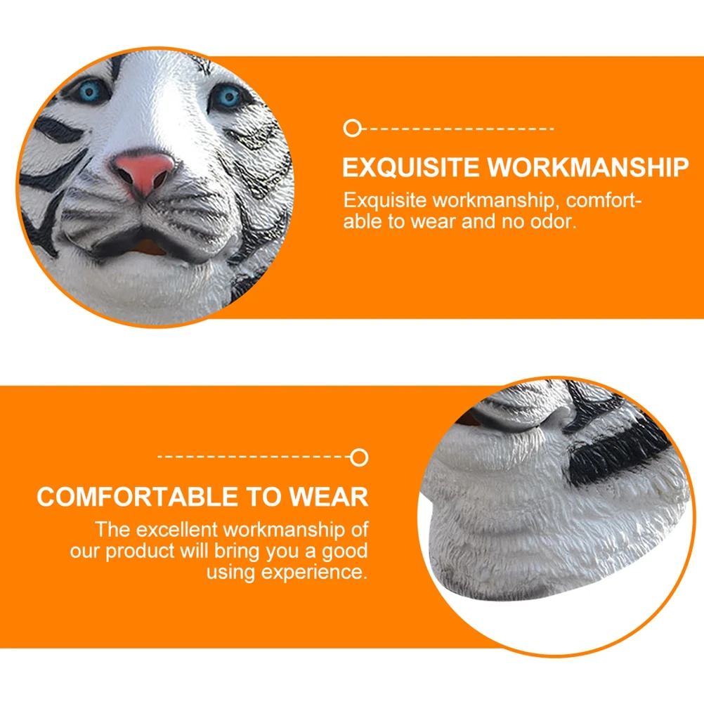 1 pieza de tocado de tigre creativo, disfraz de maquillaje para mascarada, diseño 3D vívido de Halloween, cubierta facial de Animal espeluznante, máscara de vestir