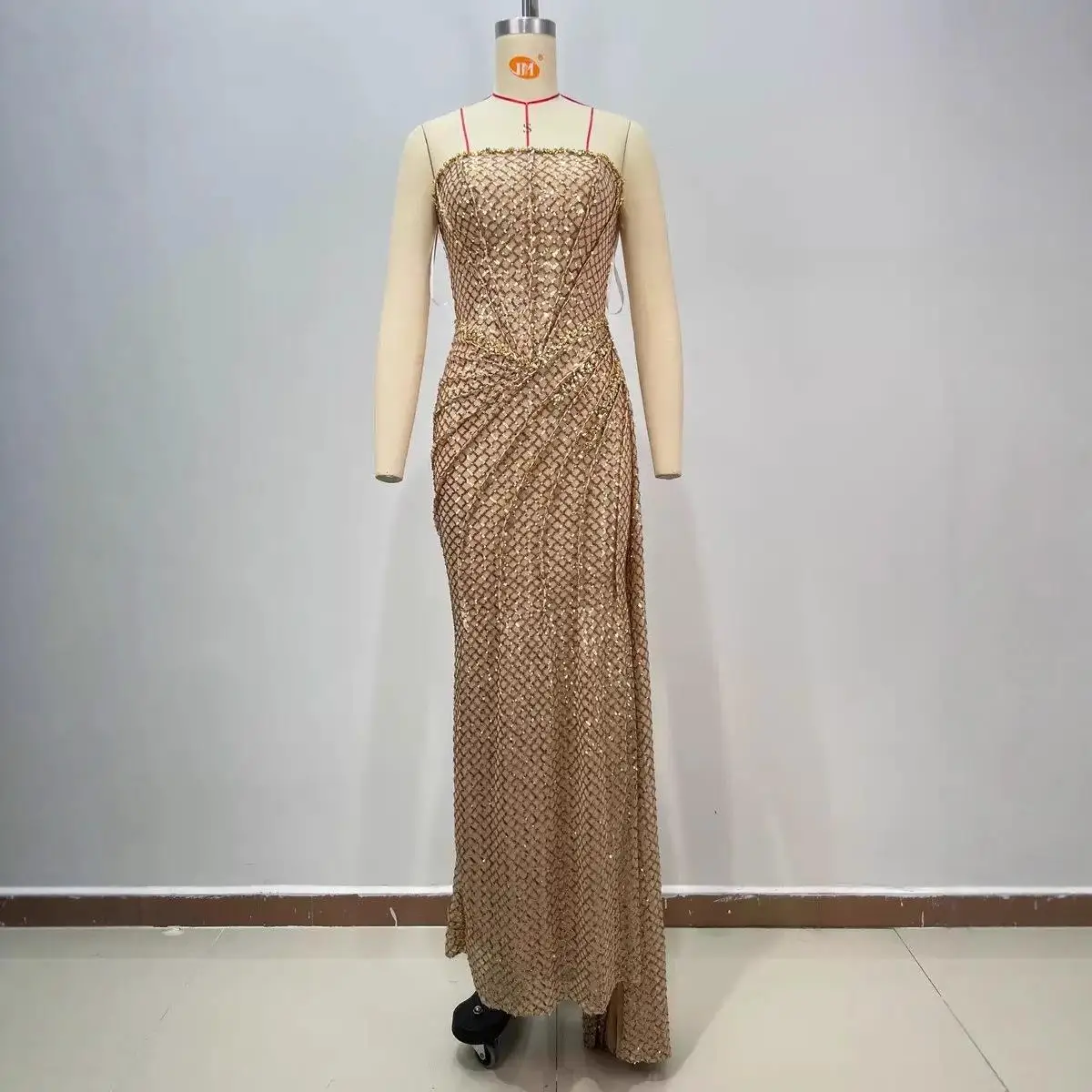 

Ele Long Sequin Bridesmaid Dr Faionable Evening Gown with Textured Waisand And Draped Chest Cross-Border Luxury