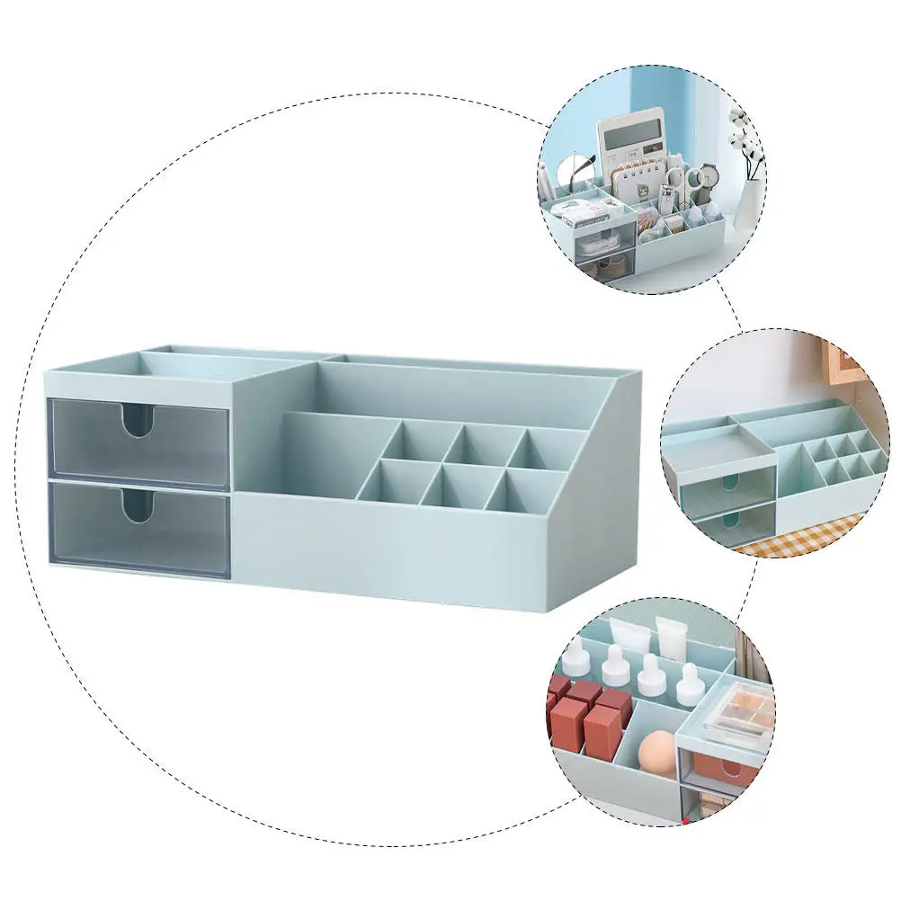 

Коробка для хранения косметики из АБС-пластика премиум-класса, органайзер для мелочей, настольный разделительный ящик, подставка для украшений, большая вместимость, 1 шт.