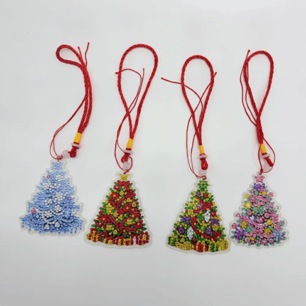 Acrylic Base Rhinestone Painting Pendant Shiny Creative Pattern DIY Crystal Keychain Bright Color Complete Accessories