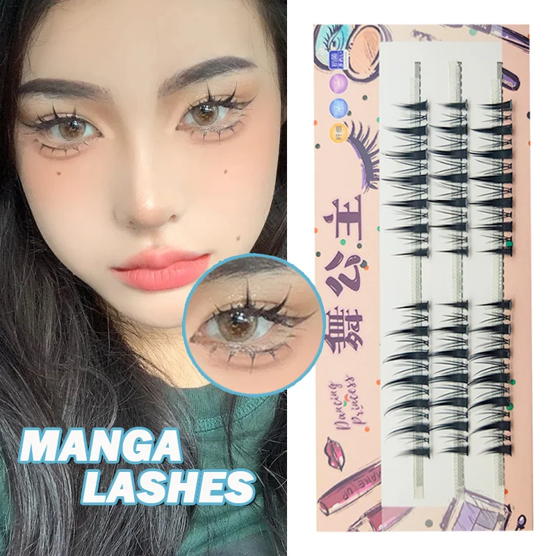 Manga Lashes 3 Reihen 3D Faux Nerz Wimpern Natürliche falsche Wimpern Anime Wimpern Weiches Licht Natürliche Wimpern Verlängerung Make-up – Detail 1