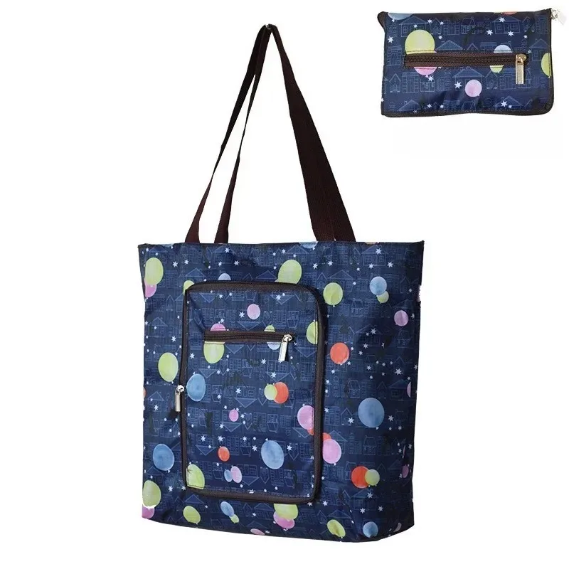 With Side Pocket Foldable Large Shopping Bag Travel Creative Waterproof Recycle Bag