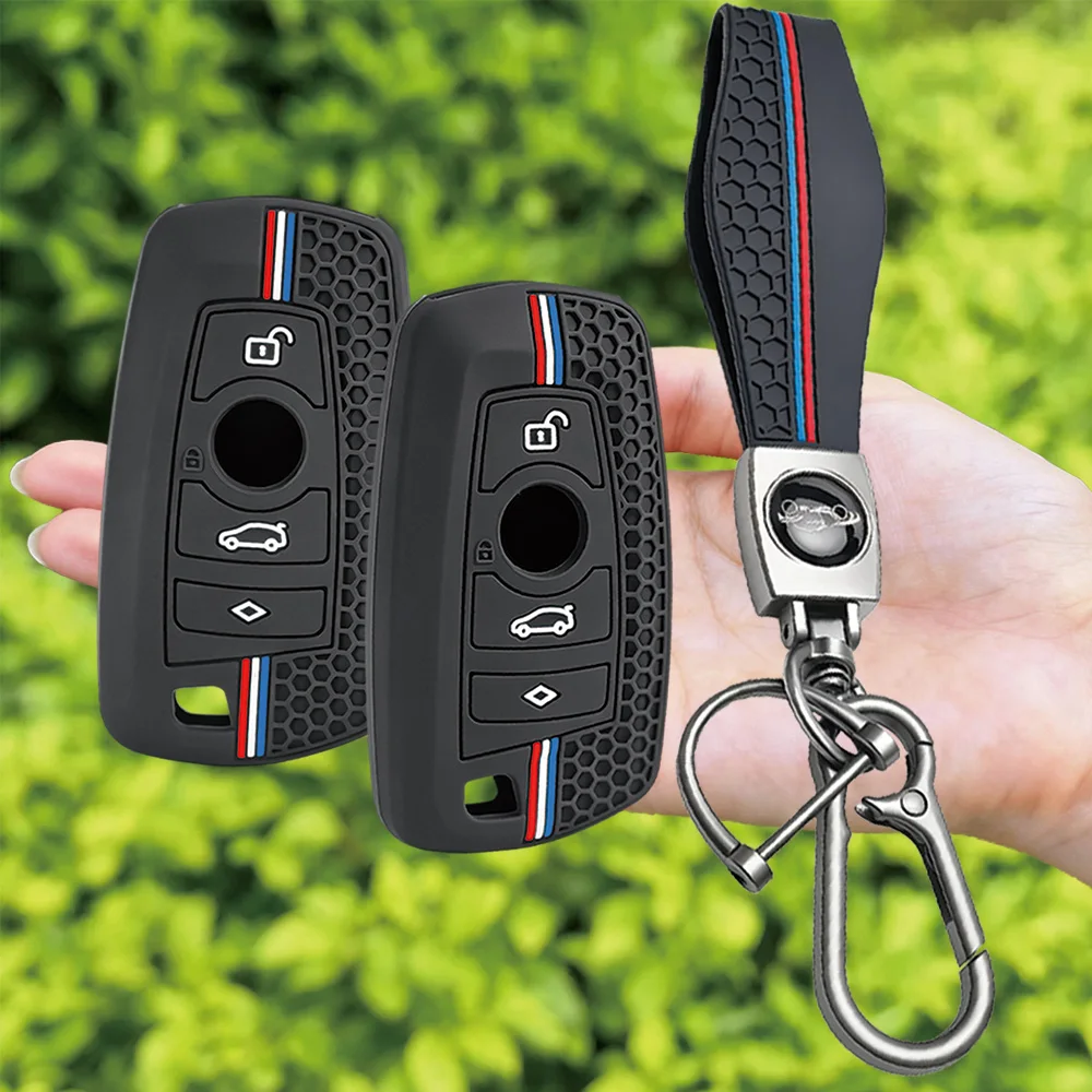For BMW 1 2 3 4 5 6 7 Series X1 X2 X3 X4 X5 Silicone Remote Key Case With Wrist Strap And Carabiner