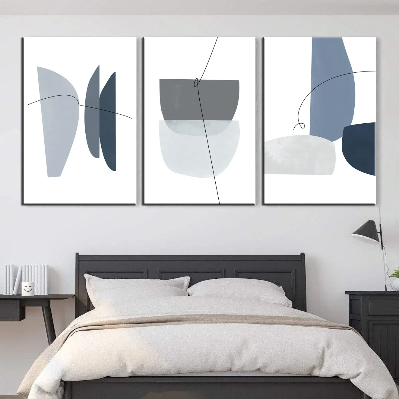 Abstrakte Wandkunst, Leinwandbild, blau-graues Poster, Gemälde, Wohnzimmer-Tapete, Bild, Druck, Schlafzimmer-Wandbild, moderne Wohnraumdekoration.