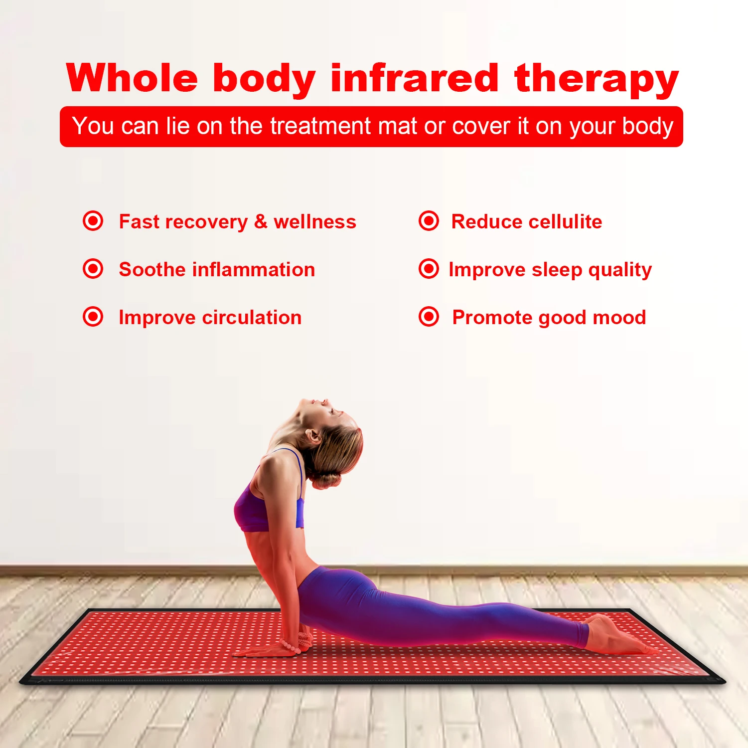

4200pcs Personal Care 660nm 850nm Laser Red Light Treatment Full Body Blanket Yoga Mat Treatment Pad for Pain Relief