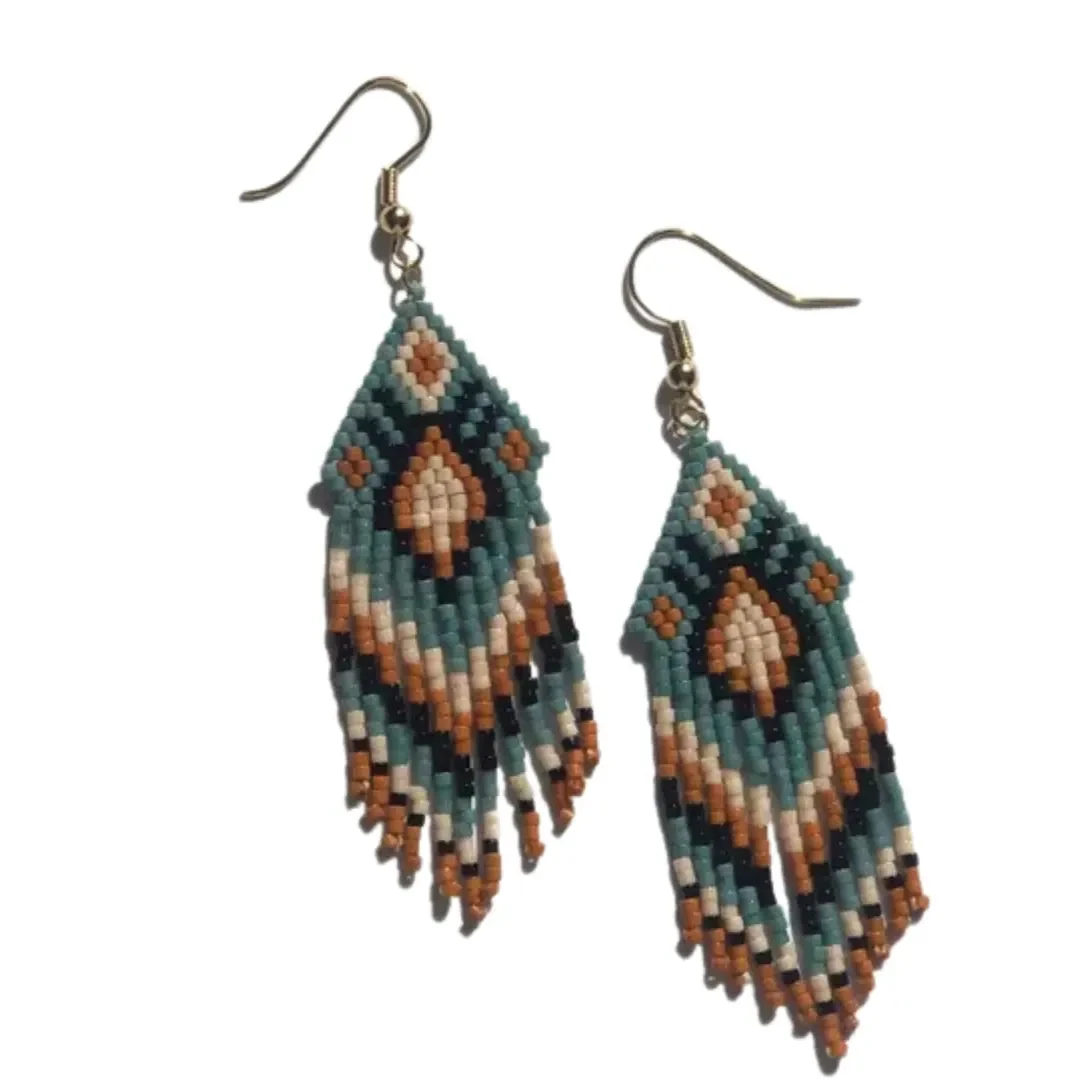Rice bead earrings Tassels Geometry Bohemia Pattern Hand weaving Alloy Creativity Female Fashion Simple Beaded earrings