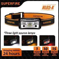 New SUPERFIRE 8 Modes Handfress Motion Sensor Powerful LED Headlamp White/Yellow/Red Head Flashlight Torch For Camping Headlight