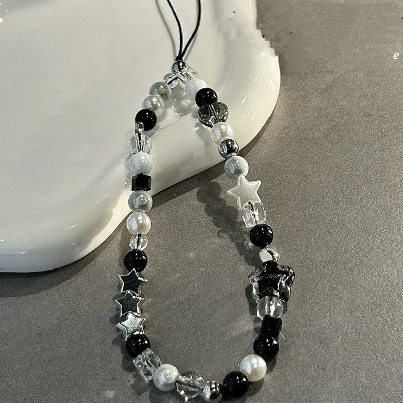 

Korean Cute Star Pearl Beaded Phone Chain Hanging Cord Phone Charms Phone Strap Summer Handmade Mobile Lanyard Jewelry Gift