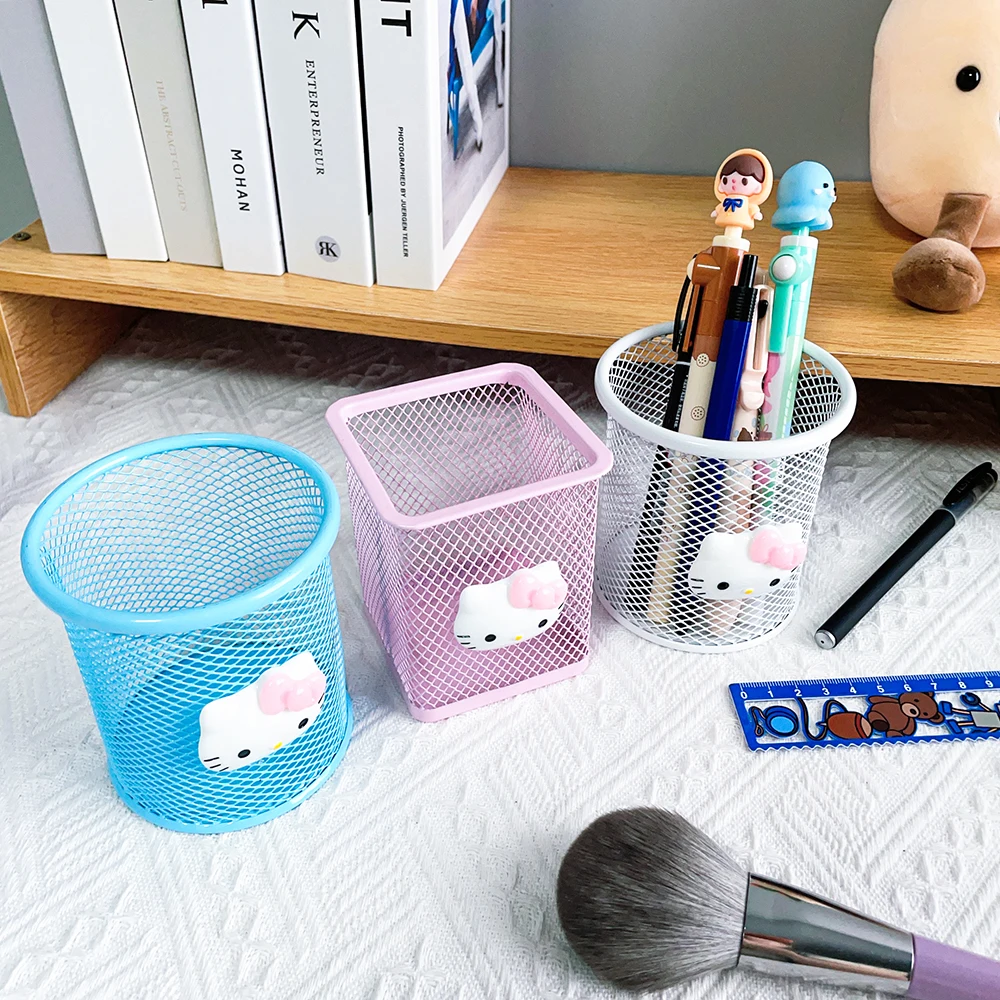 Imagem -04 - Hello Kitty Round Pencil Holder Série Sanrio Decorações de Mesa Anime Fans Presente de Aniversário para Meninas Fofo 1pc