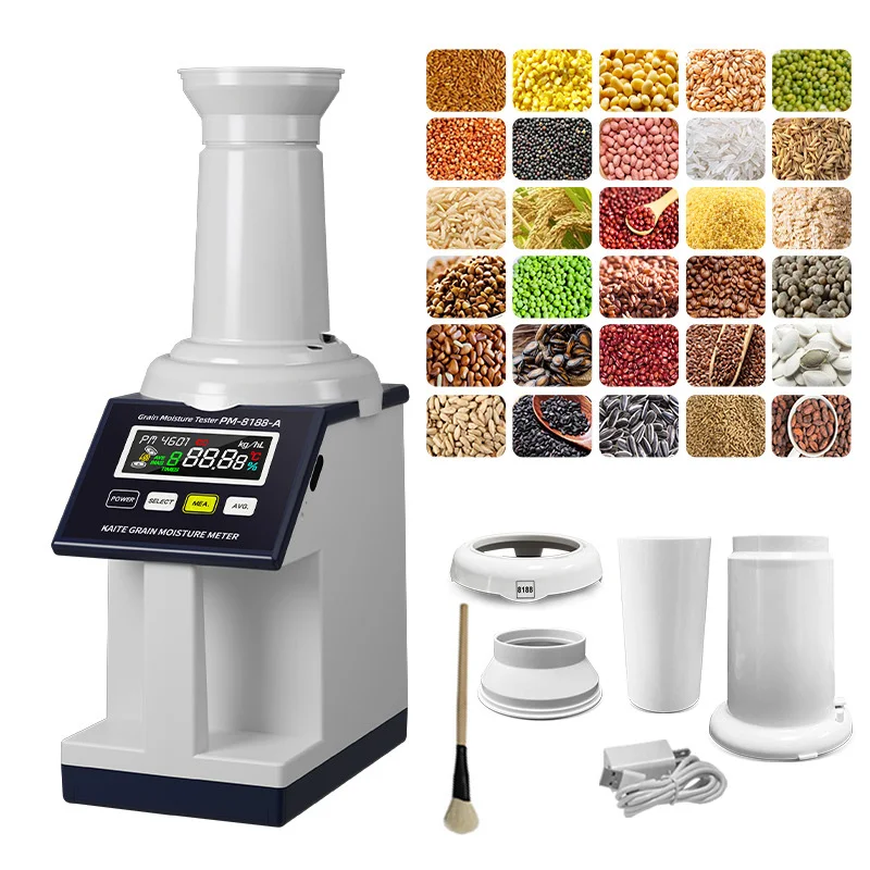 Upgraded PM-8188-A Grain Moisture Meter 31 Kinds Seeds Tester with Bulk Density Backlit Color Screen High Precision Water Analyz