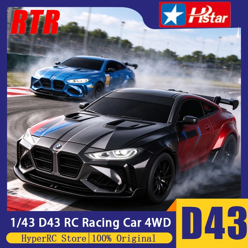 Hstar D43 RC Car 1:43  Mini Hongxing Alloy Diecast Remote Control Car 4WD with Gyro Stabilized Drift Racing Hobby ToyS Model