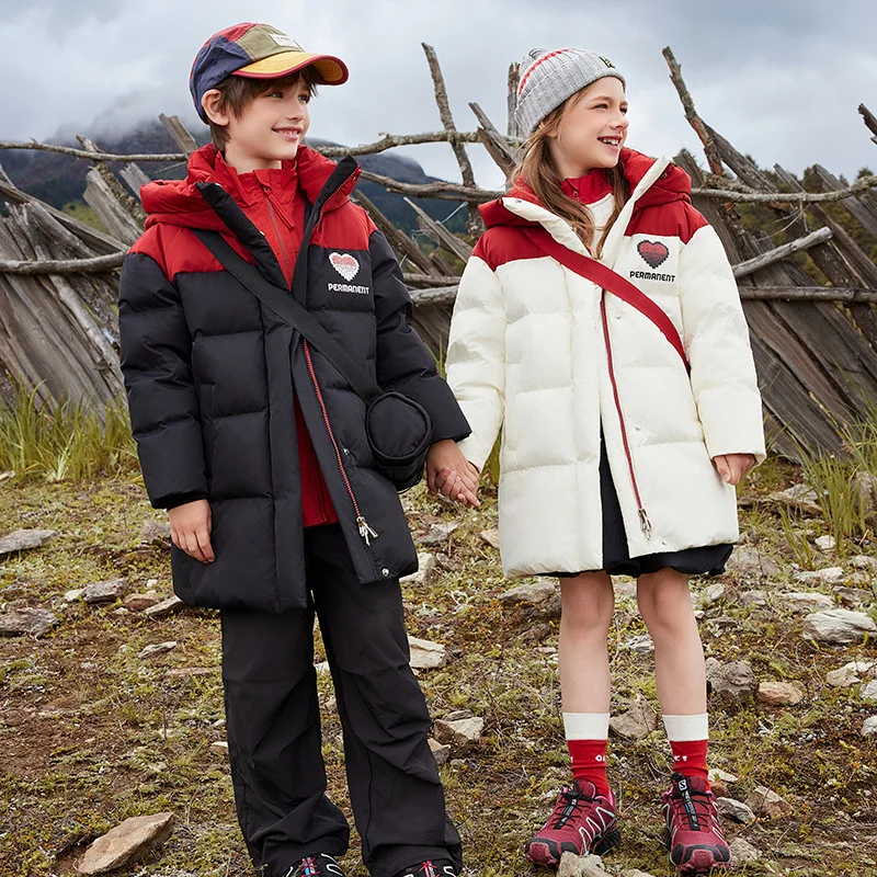 

Russian -20 Degree Children Duck Down Jacket Love Thick Warm Windproof Kid Girl Puffer Jacket Hooded Zipper 4-12Y Boy Outerwear