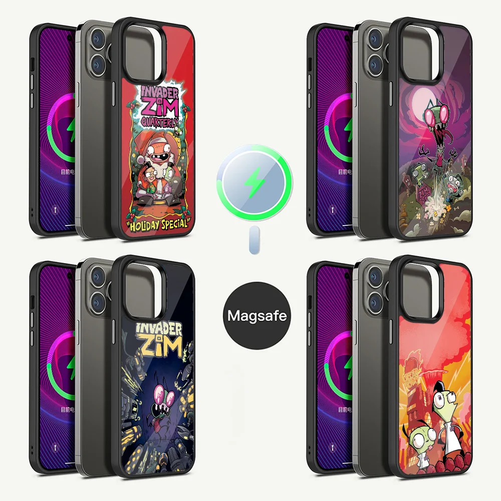 I-Invader Z-Zim Cartoon Phone Case For iPhone 15,14,13,12,11,Plus,Pro,Max Mini Good value Magsafe Magnetic Wireless Charging