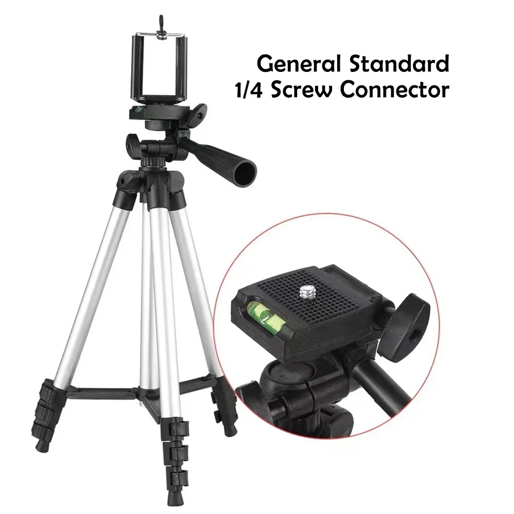 Camera Phone Tripod Foldable Portable Lightweight Aluminum Tripod Adjustable Height with Phone Clip for Gopro iPhone Samsung