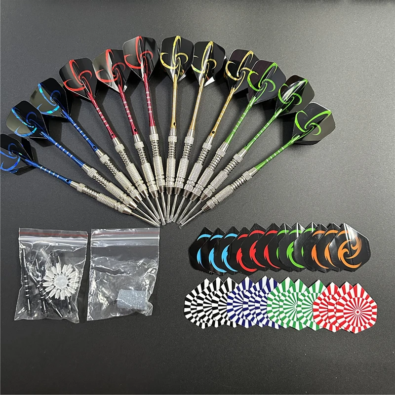 12 Darts/set 22g Silver Alloy Dart Needle With Non-slip Pad 