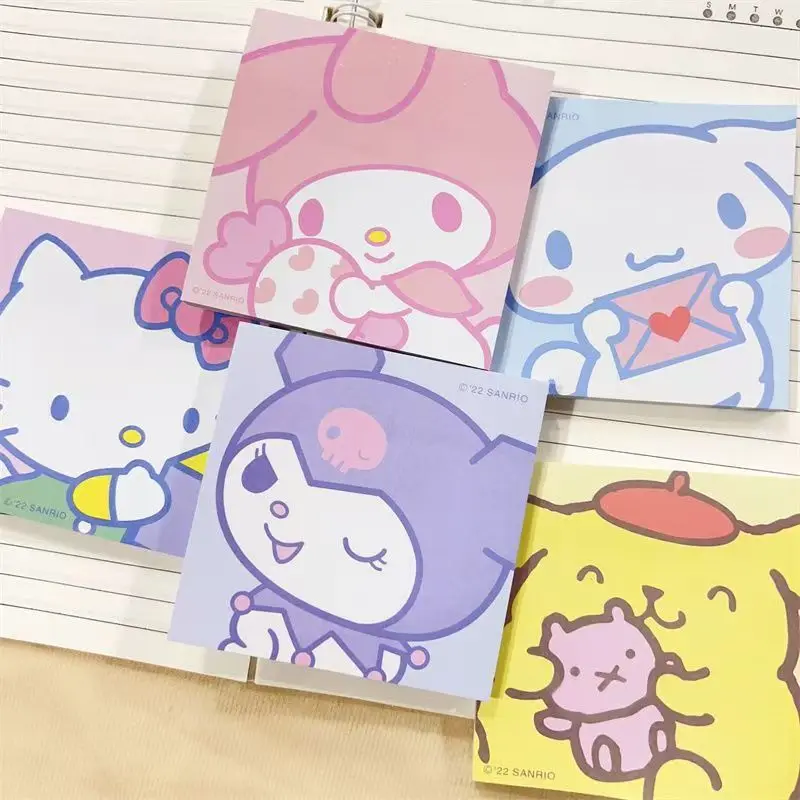 Pages of Cute Sanrio Sticky Notes, Self-Adhesive Sticky Notepad, Student Office Stationery, Message Book.