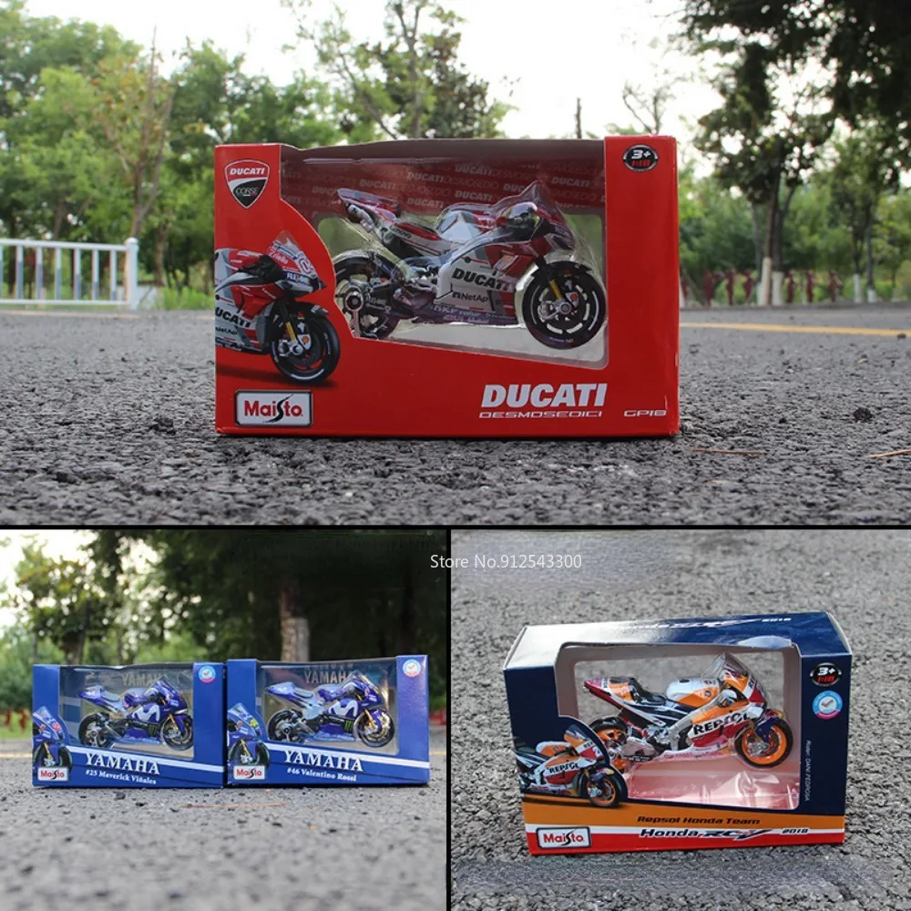 Maisto-modelo de carreras de motos Ducati Yamaha 1/18 GP, fundido a presión de aleación juguete, simulación a escala, juguetes para niños, regalos,