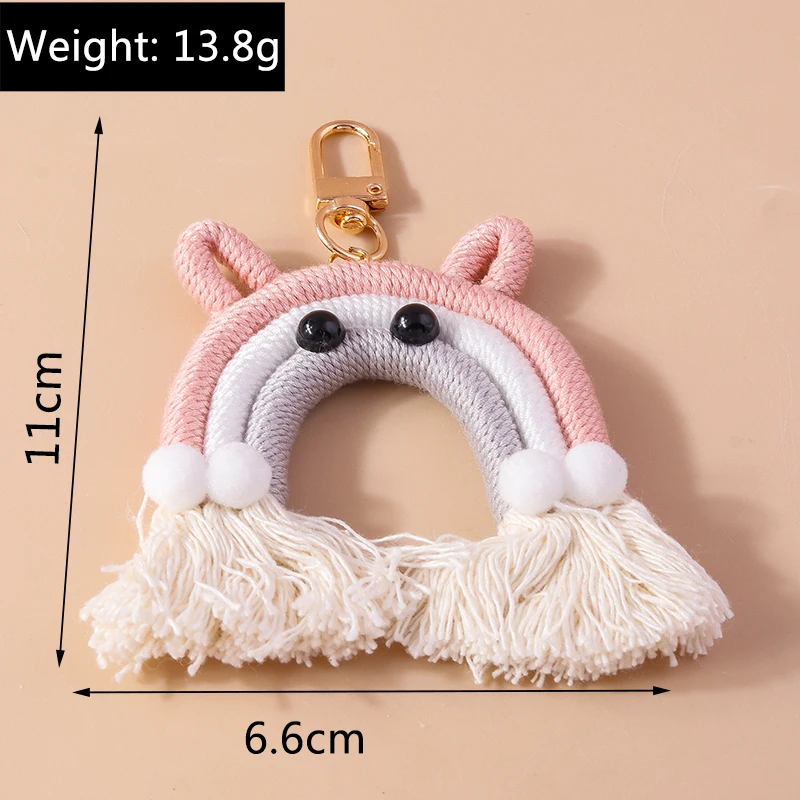 Niedlicher handgestrickter Regenbogen-Quasten-Schlüsselanhänger für Damen und Mädchen, Schlüsselanhänger für Autoschlüsselhalter, Handtasche, Anhänger, DIY-Schlüsselanhänger, Schmuck, Geschenke – Detail 8