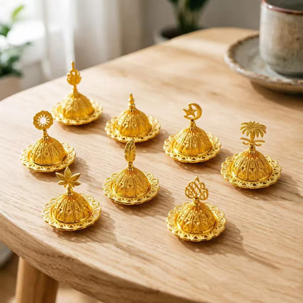 Mini Crown Retro Copper Hollow Out Incense Stick Burner Holder Golden Arab Burner Catcher Home Decoration Sandalwood Censer