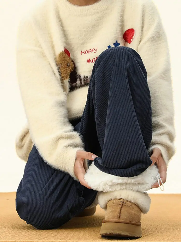 

Брюки прямого кроя для мальчиков-подростков, утепленные флисом, осенне-зимние, модные повседневные брюки, износостойкие брюки прямого кроя