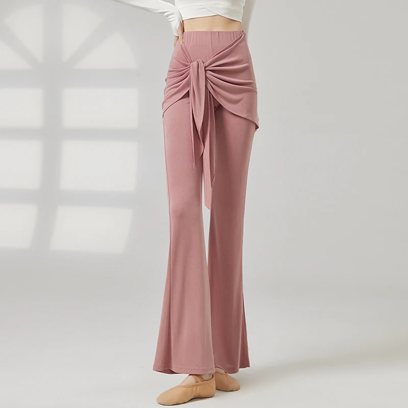 Miękkie spodnie do tańca modalnego i jogi damskie z wysokim stanem, sznurowane, elastyczne, lekko rozszerzane, do ćwiczeń tańca nowoczesnego, spodnie S-XL