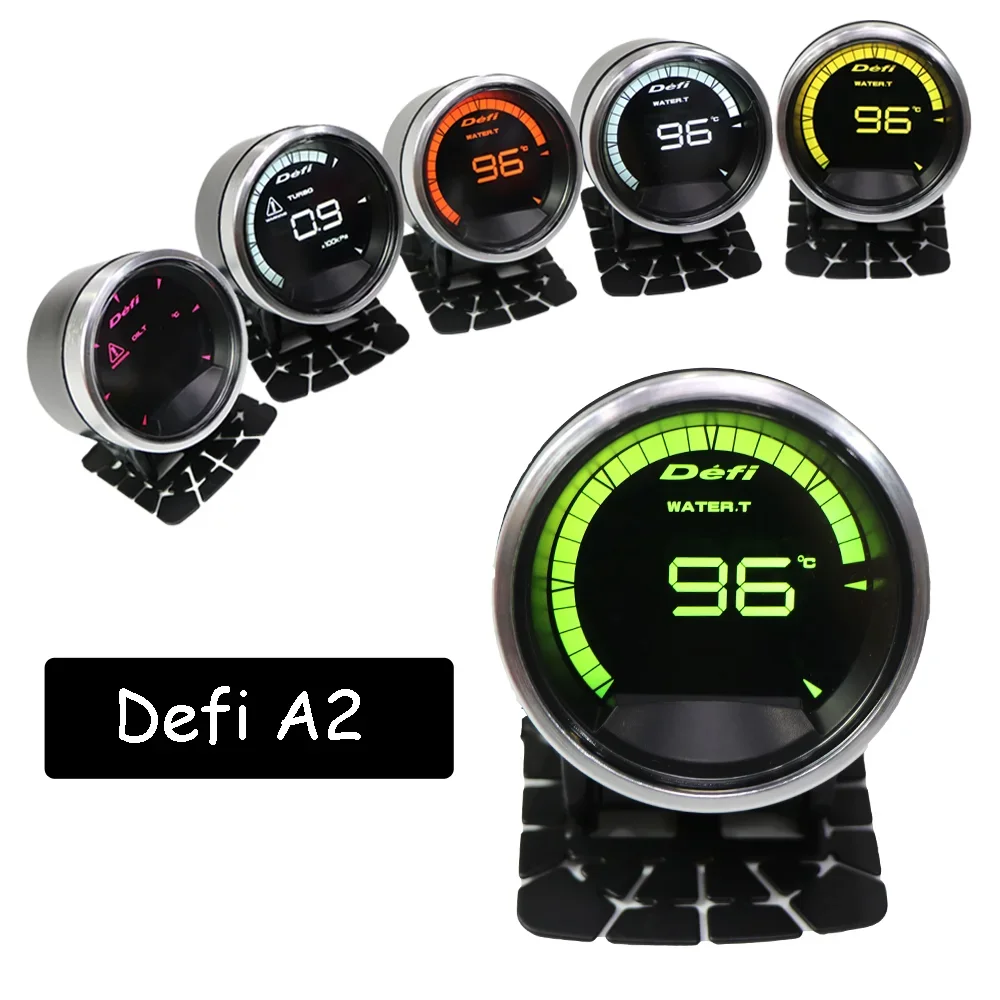 Newest Defi A2 HUD 62mm 2.5 Inch Seven Colors LCD Display OBD Car Gauge Water Temp Urbo Oil Pressure RPM Tachometer Racing Meter