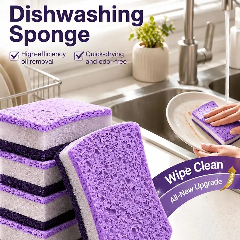 〔NN71〕1/3/5/10Pcs 3-layer Dishwashing Sponges Kitchen Cleaning Scrub Sponges Multi Purpose Cleaning Sponges For Kitchen Home