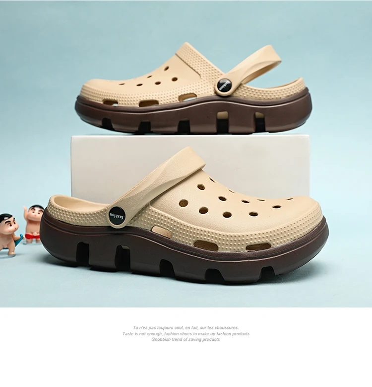 Men EVA Clogs Breathable Hole Sandals Lightweight Non‑Slip Soft Sole Summer Casual Slippers For Outdoor Street Beach Garden Shoe