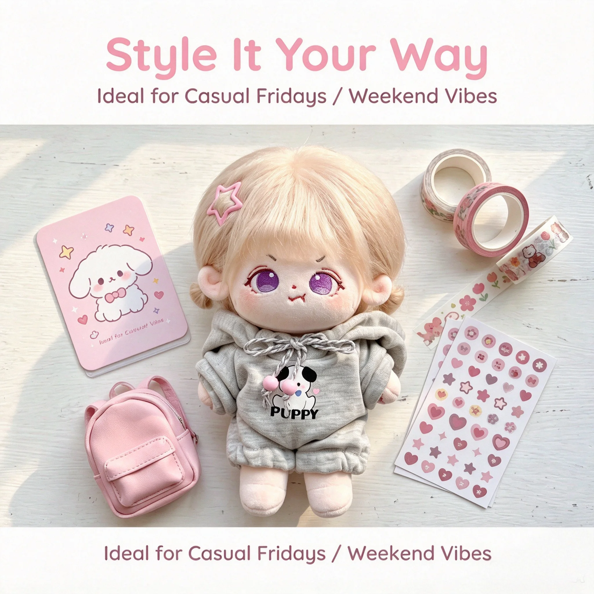 20cm Cute Kpop Style Star Idol Cotton Plush Doll Fashion Collectible Toy Birthday Gift for Girls