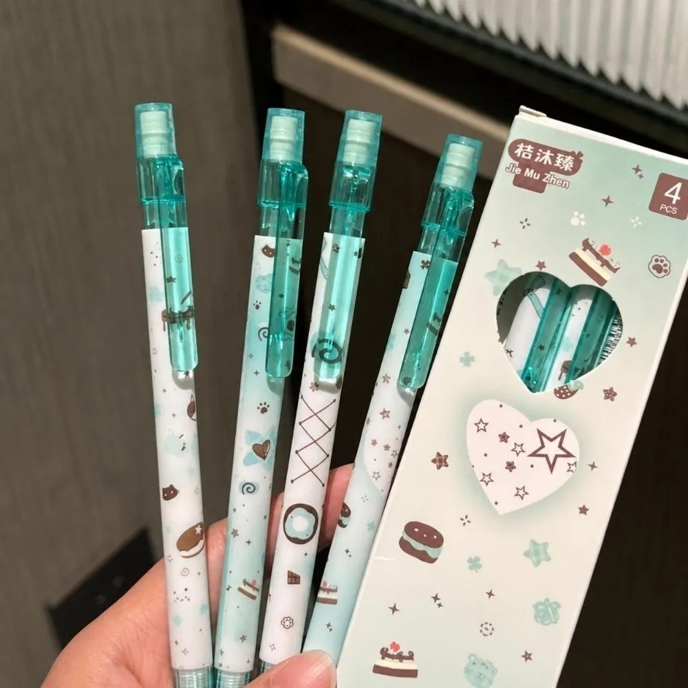 4pcs 0.5mm 2B Lead Mechanical Pencil Set Break Resistant Kawaii Stationery Student Writing Pencil Non-sharpening Pencil