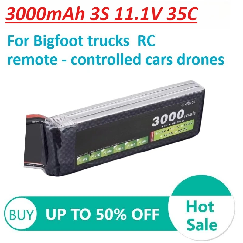 

Aeromodelling LiPo Battery 3000mAh 3S 11.1V 35C for Bigfoot trucks RC remote - controlled cars drones